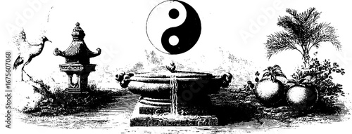 Daoist ritual engraving elements collection for spiritual and traditional design