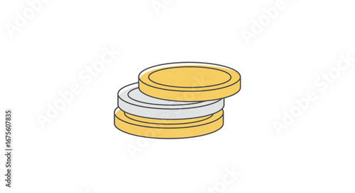 Illustration of a stack of gold and silver coins, symbolizing wealth, finance, and savings