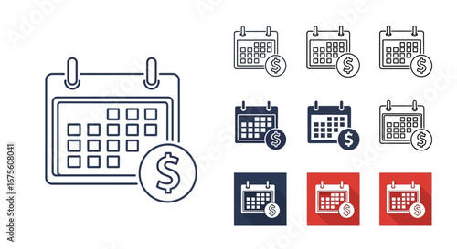 Financial Calendar Icons Illustrated Calendar Symbols for Finance and Scheduling