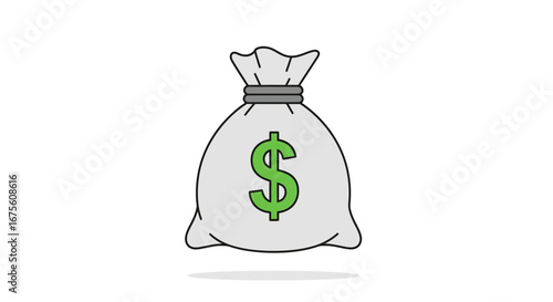 Conceptual 3D illustration of multiple brown money bags with green dollar signs symbolizing wealth, investment, and financial profit