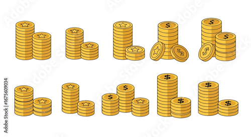 Financial Wealth Brown Bags Filled with Dollar Signs on a White Background