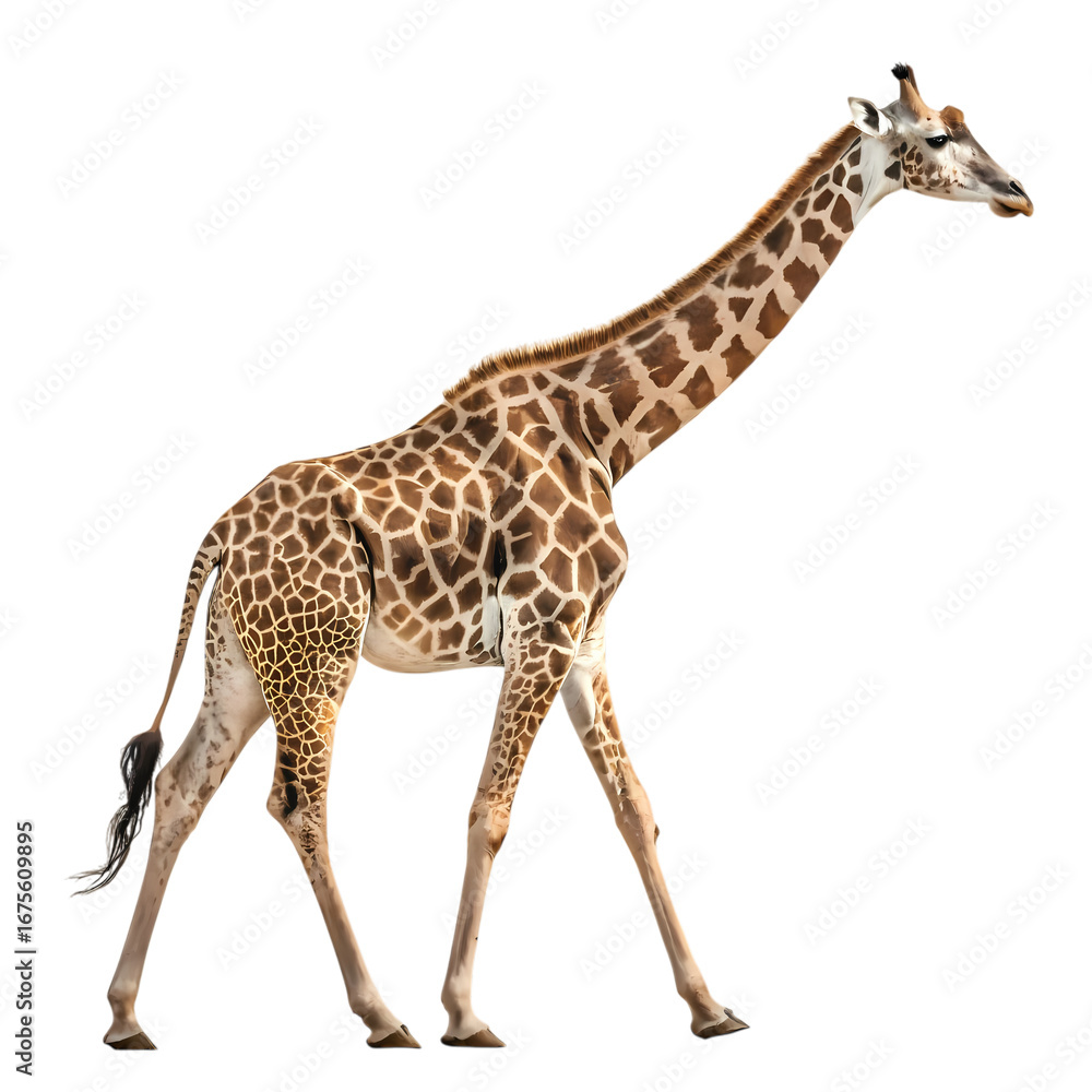 Naklejka premium Giraffe Walking: African Wildlife Photography, Wild Animal Picture, Mammal, Savannah Animal