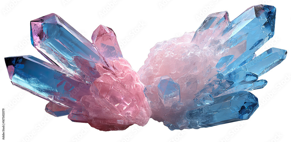 Fototapeta premium Colorful Iridescent Crystal Cluster on Transparent Background