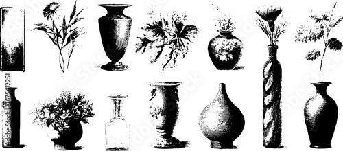 Collection of vintage engraved vase designs for artistic decoration and inspiration