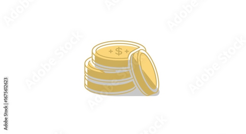 A stack of golden coins on a white background, representing financial growth and prosperity