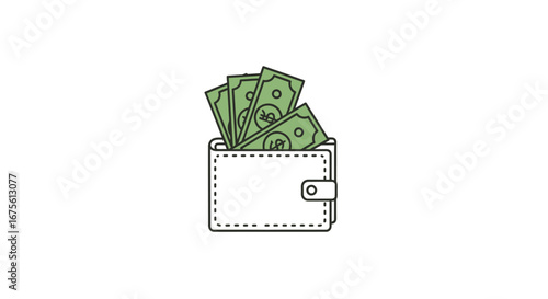 Wallet Filled with Money A Simple Illustration of Financial Wealth and Savings