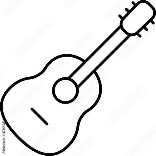 Acoustic guitar icon in linear style.