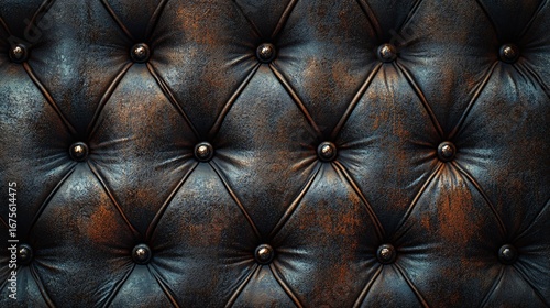 Textured background of old dark brown tufted upholstery
