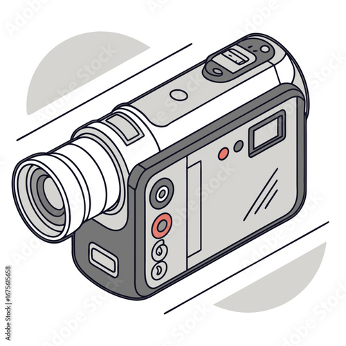 Isometric digital video camera illustration in flat design