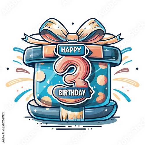 Cartoon gift for third birthday