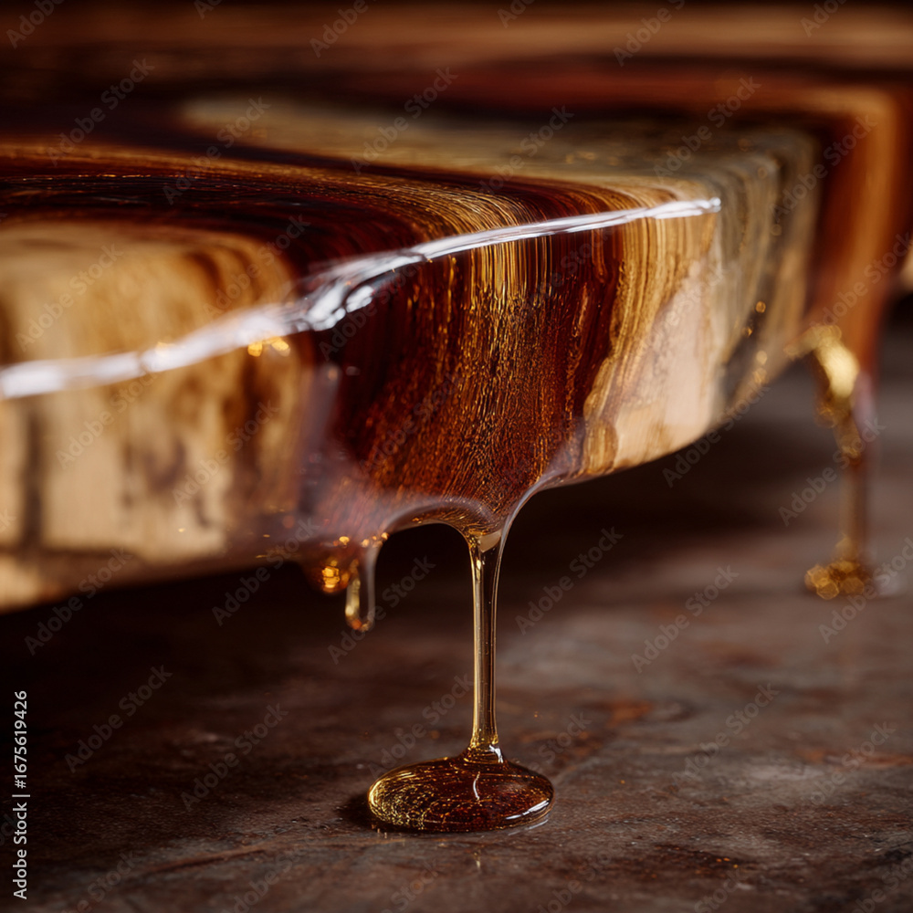 Fototapeta premium resin dripping down the table 