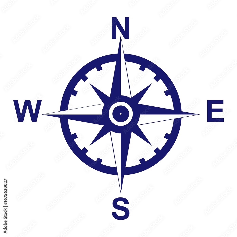 Fototapeta premium Vector compass rose with North, South, East and West indicated. Eps 10. Vector illustration.