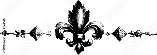 Ornamental wallpaper engraving design featuring fleur-de-lis motif for vintage interior decor