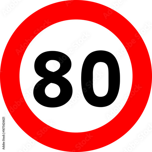 Speed Limit 80 Sign Vector