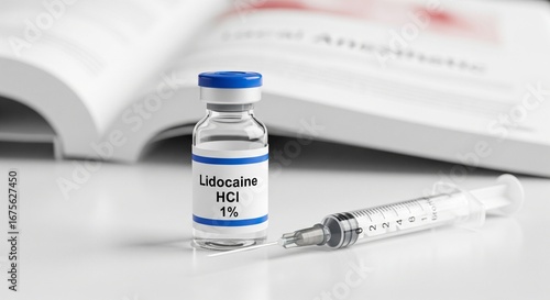 Lidocaine Anesthetic: Medical Vial and Syringe on a Table