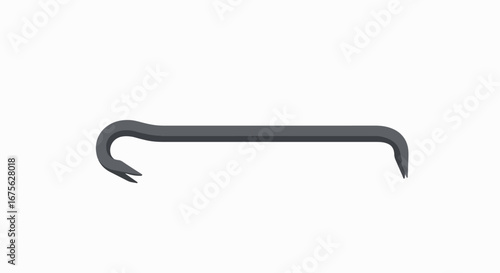 A dark gray crowbar tool with a curved end and a flat end on a white background.