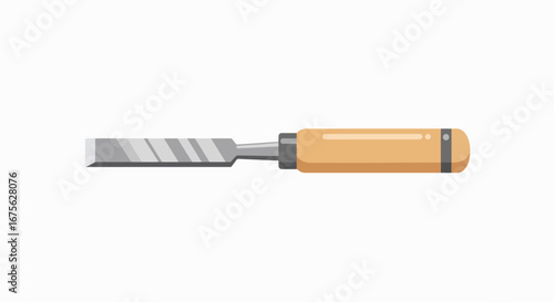 A close-up shot of a wood chisel with a wooden handle.