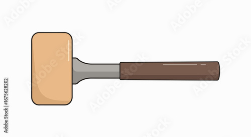 A cartoon illustration of a mallet with a wooden handle and a soft head, isolated on a white background.