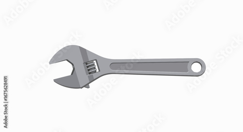 A gray adjustable wrench, a common hand tool for tightening or loosening nuts and bolts.