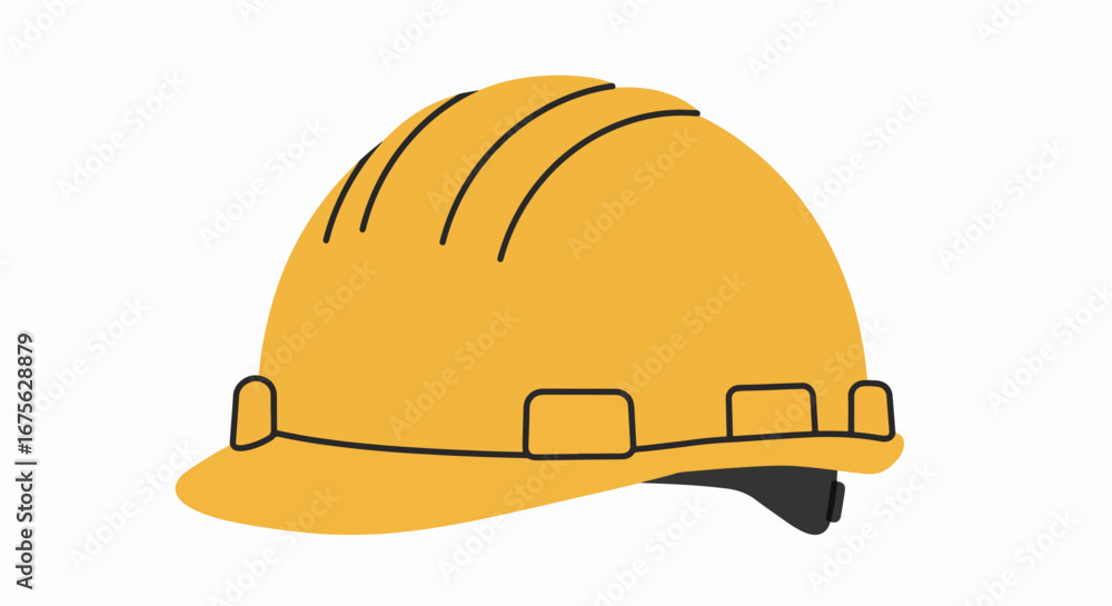 Fototapeta premium Yellow hard hat for construction worker safety and protection, isolated on white.