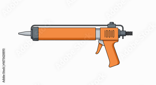 Orange sealant gun for applying silicone or other adhesives.