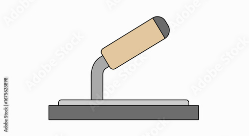 A simple vector illustration of a masonry float tool with a wooden handle, used for plastering or applying grout.