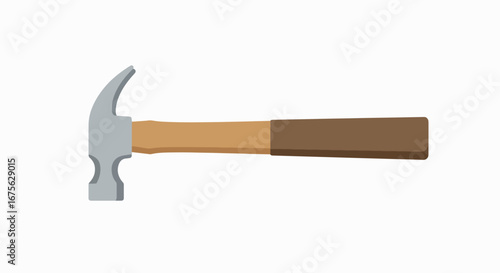 A simple illustration of a claw hammer with a wooden handle on a white background.