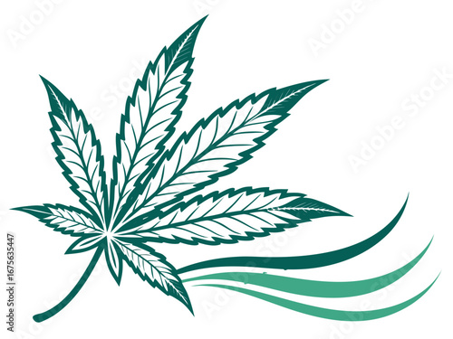 Ornate Teal Cannabis Leaf Design