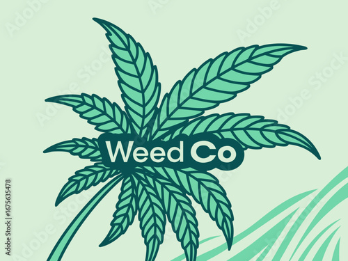 Ornate Teal Cannabis Leaf Design