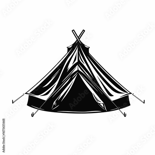 Elegant black and white camping tent for a minimalist camping silhouette