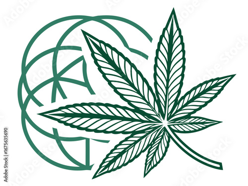 Ornate Teal Cannabis Leaf Design