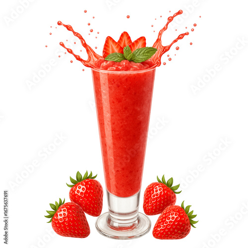 resh Strawberry Smoothie with Juice Splash and Mint