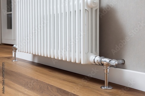Modern radiator installed in a contemporary home interior providing efficient central heating during the colder months