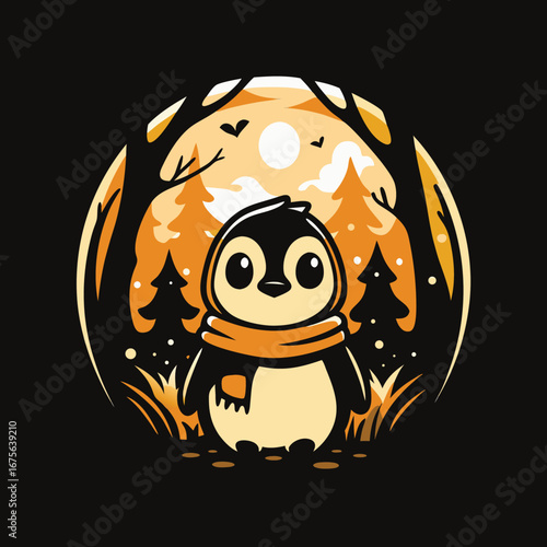 Winter penguin scene