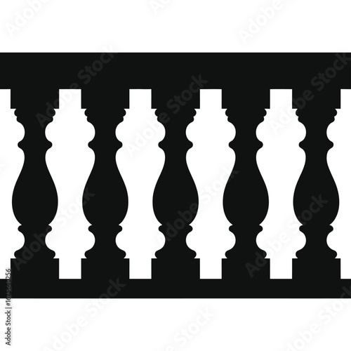 Elegant white baluster silhouette vector graphic architectural element scalable eps design silhouette vector illustration white background