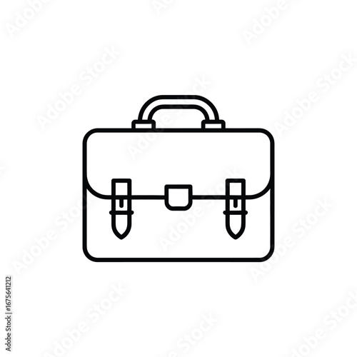 Simple black and white line drawing of a briefcase for business and travel vector graphic silhouette vector illustration white background
