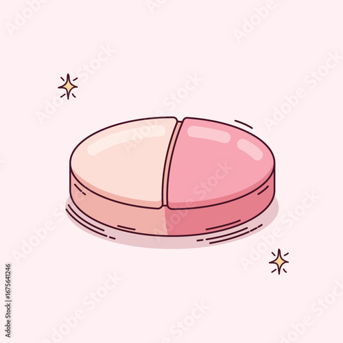 Pink Medical chewable Tablet Illustration – Medicine, Pill, and Healthcare Vector