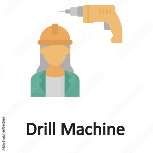 Drill machine Vector Icon which can easily modify or edit