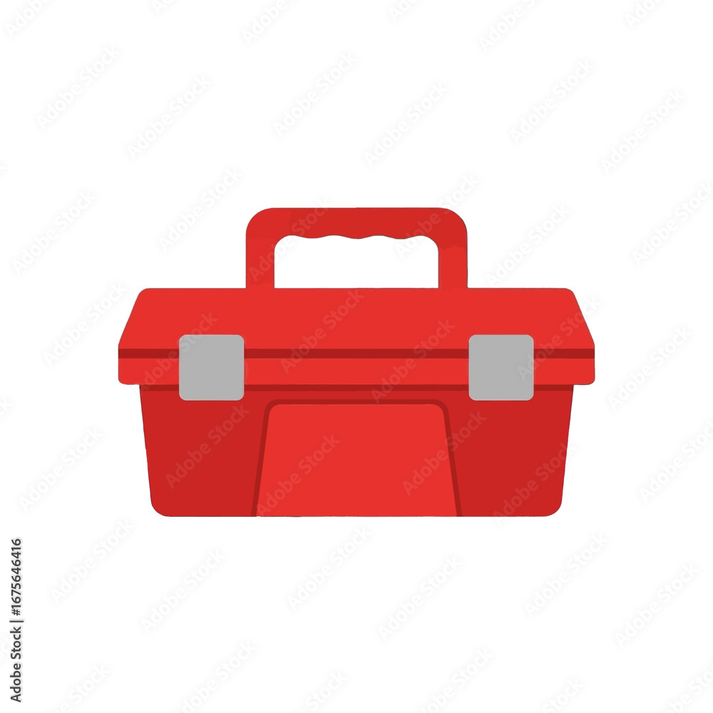 Fototapeta premium A simple, flat design illustration of a red toolbox against a black background.