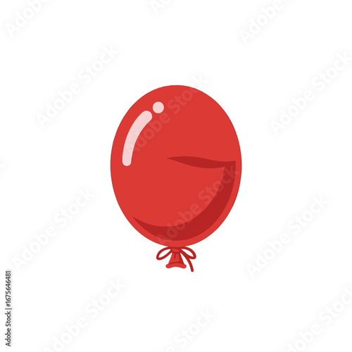 A vibrant red balloon, tied with a simple brown string, against a black background.