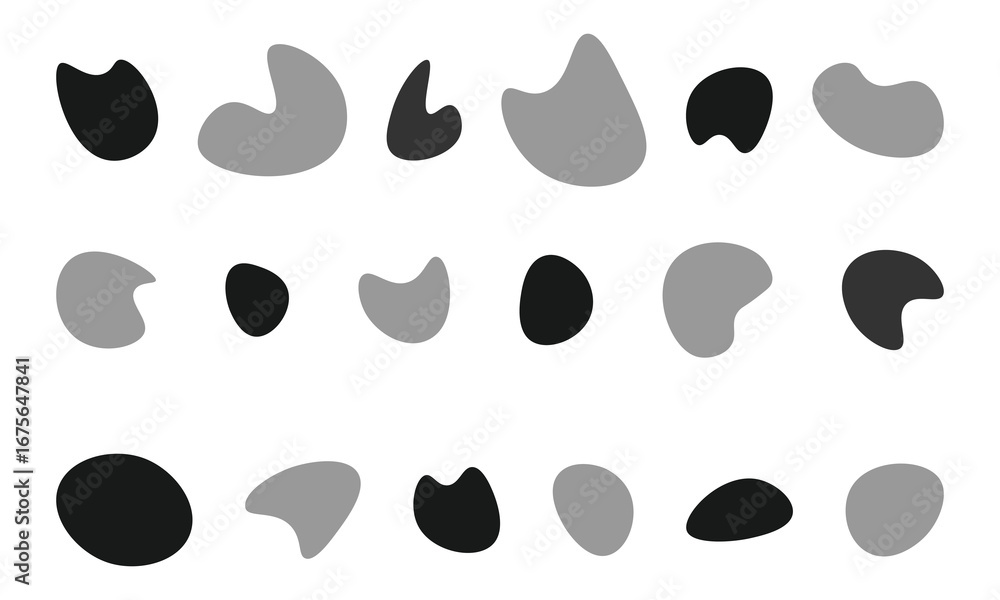 Fototapeta premium Blobs icon. Rock black icons. Drops or stone silhouettes. Vector set of black blobs . Organic blob shapes collection .
