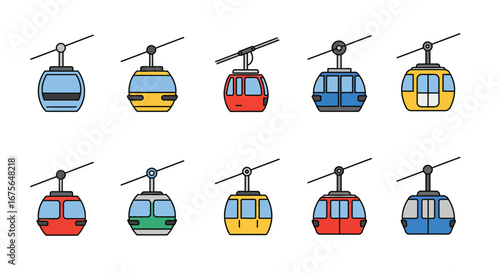 Colorful Cable Cars or Gondolas.