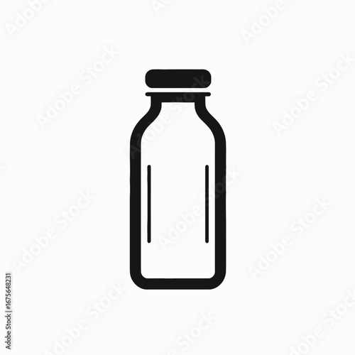 Minimalist black and white medicine bottle illustration, a simplistic vector silhouette