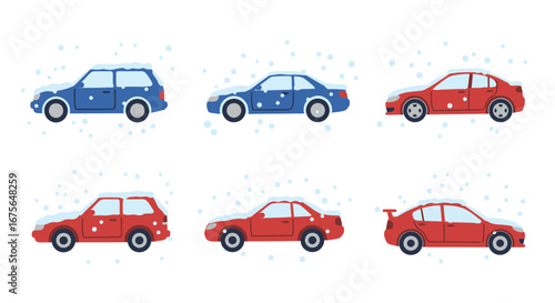 Colorful car illustrations showcasing different vehicle styles and designs.