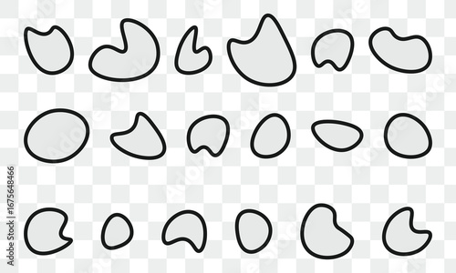 Blobs icon. Rock black icons. Drops or stone silhouettes. Vector set of black blobs . Organic blob shapes collection .