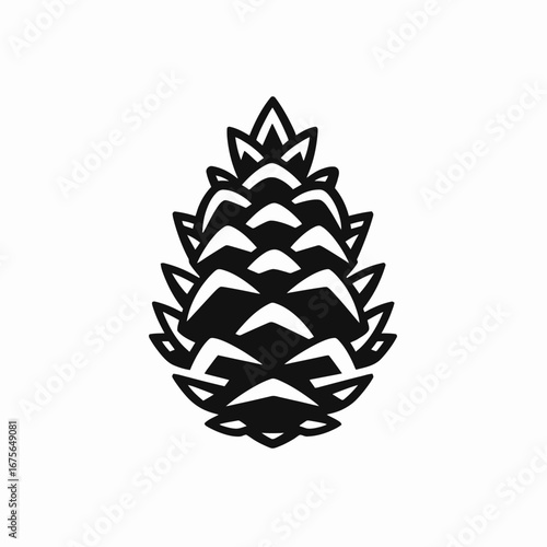 A crisp and minimal pinecone botanical vector artistic evergreen tree silhouette