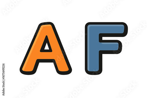 AF monogram logo with letter A and F. Bold cartoon alphabet font for brand identity. Modern colorful typography symbol for business or company name. Vector graphic icon design.