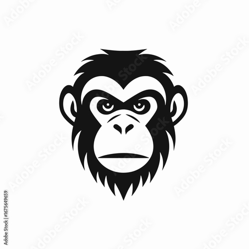 Bold and striking gorilla with a fierce gaze forming a black silhouette