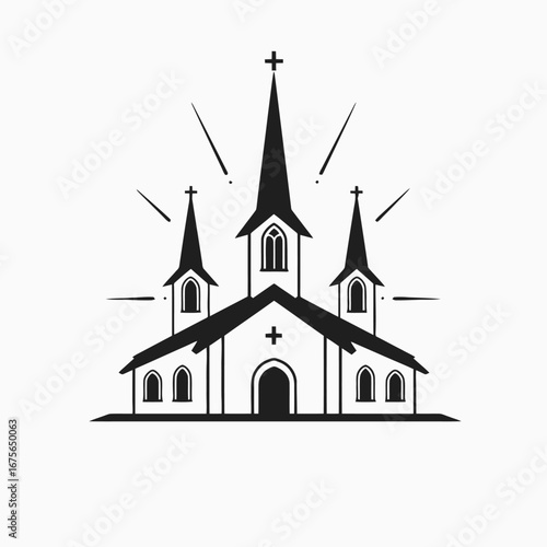 Minimalist church vector illustration against a white background silhouette