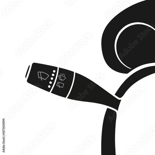 Close-up view of a dark gray automotive windshield wiper control panel with light gray icons.